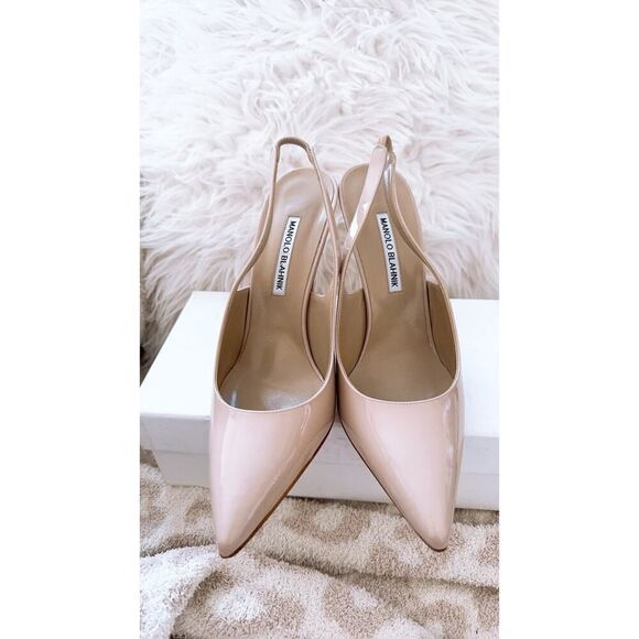 Manolo Blahnik 105mm allura slingback pump nude 39.5EU/9.5B - Picture 2 of 7
